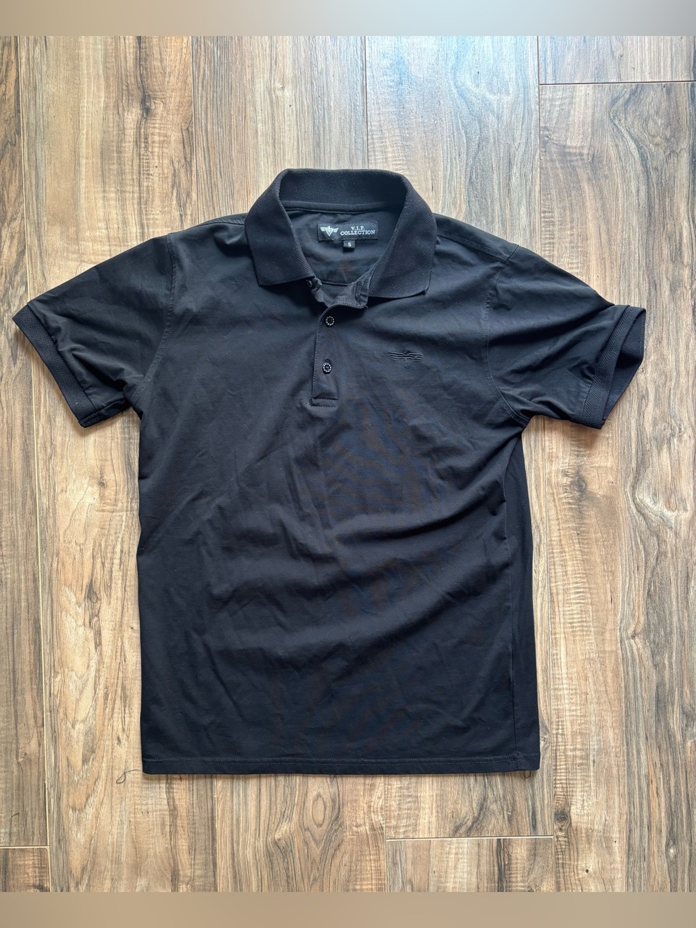 VIP Collection black polo shirt Size S